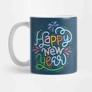 Vibrant Happy New Year Word Art Graphic Mug